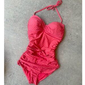 Stylish Red Polka Dot One Piece Swimsuit